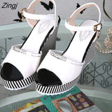 kamames Summer Women's Platform Wedges Waterproof Sandals 10cm Super High Heel Women Shoes Gingham PVC Sandals