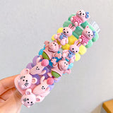 10PCS/Set Girls Rubber Band Elastic Hair Bands Rainbow Cartoon Character Fruits Flower Headwear Girl Cute Sweet Hair Accessories