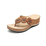 kamames Popular Style Sandals Women's Large Size Women's Shoes Flowers Thick-Soled Casual Sandals Herringbone Slippers