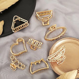 New Women Girls Cute Heart Hollow Geometric Gold Alloy Hair Claws Sweet Headband Hair Clips Hairpins Fashion Hair Accessories