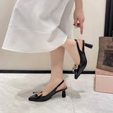 kamames High-Heeled Sandals Buckle, Bow Tie Buckle, Summer New High-Heeled Shoes, Shallow Mouth And Large Size Sandals