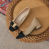 kamames kamames Fragrant Wind Thick Heel Single Shoes Female 2024 Spring And Autumn New Temperament Commuter Wind Spell Color Shallow French High Heels