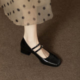 kamames kamames Versatile Silver Mary Jane Shoes Women 2023 Spring And Autumn Thick Heel With A Word Buckle Belt Shallow Mouth Heel Single Shoes