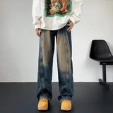 kamames American High Street Retro Men Washed Pants Y2k Harajuku Hip Hop Loose Jeans Couples Casual Joker Straight Wide-leg Jeans 217-1