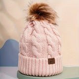 Winter Warmth Pom Beanie - Soft, Lightweight, Elastic, Cuffed Knit Hat with Skull Cap Design - Perfect for Women in Autumn and Winter Season