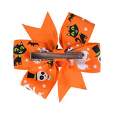 3.4 inchs Halloween Decoration Grosgrain Ribbon Hair Bows For Baby Girls Ghost Pumpkin Pinwheel Hair Clips Hair Accessories