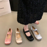 kamames Pink Ballet Shoes Fairy Shoes 2024 New Spring Vintage Satin Silver Mary Jane Shoes