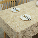 Vintage Crochet Tabletop Set - Elegant Pastoral Style Lace Tablecloth with Delicate Four Leaf Flowers, Ideal for Long Tables, Family Gatherings, and Special Occasions - Adds Rustic Charm to Any Dining Setting