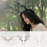 kamames Gothic Antler Butterfly Headdress Deer Horn Tree Branches Headband Jewelry Vintage Wedding Cosplay Halloween Accessories