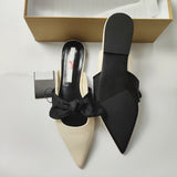 kamames ZARZ Woman 2022 Flat Shoes Spring Summer Pointed Sexy Bow Outer Wear Plus Size 41 Beige Lazy Sandals And Slippers Women Luxury