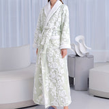 1pc Thickened Long Sleeve Bathrobe - Soft, Plush, and Cozy Unisex Loungewear for Him and Her - Perfect for Couples Relaxation Time with Delicate Flower Pattern, Ideal for Home Use, Essential Bathroom Supplies