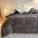 Luxurious Solid Color Fluffy Comforter - Triple-insulated, Hypoallergenic Down Alternative Filling - Velvety Fluffy Surface for Year-round Warmth - Premium Sherpa Texture - Perfect for Autumn, Winter, and Seasonal Transitions - Available in Twin, Full, Qu