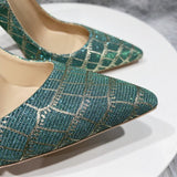 kamames Plaid 12cm pumps stiletto shallow pointed toe sexy shoes party nightclub women shoes 8cm 10cm high heel BM040 ROVICIYA