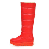 kamames Winter Women Boots Warm Plush Sonw Boots Platform Flat Heel Knee High Boots Slip On Female Shoes Black White Red