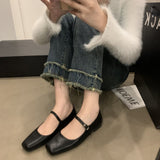 kamames kamames Mary Jane Shoes Women Spring 2024 New Flat Square Head Shallow A Word With Temperament Single Shoes Women