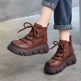 kamames Up Elegant Woman Boots Flat Heel Round Toe Shoes Winter Footwear Boots-Women Ankle Genuine 2022 High Heel Rock Ladies Autum