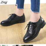 kamames Women Brogue Shoes Woman Flats Autumn Spring Women's Oxfords Genuine Leather Full Black Flat Office Derby Female Shoes