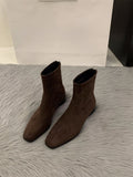 kamames kamames Heel Suede Korean Small Ankle Boots Female Shoes 2024 New Autumn And Winter Versatile Add Velvet Thin Boots Foreign Style Short Boots