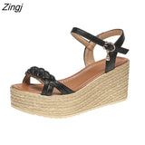 kamames Women Summer Sandals Buckle Fashion Shoes Sandals New Fashion Sandal 7.5cm Heel Outside Sandals Black Basic Sandals