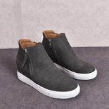 kamames New Ladies Vulcanized Shoes Fashion Side Zipper Wedge Casual Sports Shoes Round Toe Mid-heel Inner Increase Women's Shoes
