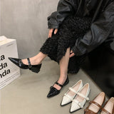 kamames Small Leather Shoes 2024 New Spring Thick-Heeled Low-Heeled High-Heeled Shoes Vintage French Style Mary Jane Single Shoes