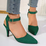 Chic Womens Solid Color Stiletto Heels - Pointed Toe Dress Pumps with Fashion Buckle Strap Slingback - Comfortable & Adjustable for Glamorous Style