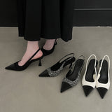 kamames kamames Summer New ~ Pointed Head Head Color Single Shoes Back Empty Word With High Heel Fine Heel Women's Sandals