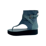kamames Sandals Women's 2023 Spring And Summer New Pinch-Toe Women's Shoes Waterproof Table High-Side Zipper Denim Retro Sandals