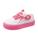 kamames kamames 2023 New Casual Single Shoes Girls Small Fashion Small White Shoes Round Head Belt Matching Color Wear Canvas Shoes