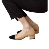 kamames kamames Color Small Fragrant Wind Square Head Thick Heel Single Shoes Female Spring And Autumn 2024 French Medium Heel Shallow Mouth Ladle Shoes French High-Heeled Shoes