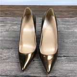 kamames color bronze female high heels exclusive brand patent PU shoes women high heels 10cm 12cm QP027 ROVICIYA