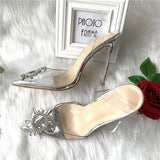 kamames PVC pointed toe 12cm high heel Slingback high-heeled shoes women's shoes party wedding 10cm 8cm SJ020 ROVICIYA
