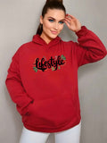 Cozy Plus Size Christmas Letter Print Hoodie - Casual Long Sleeve with Pockets, Perfect for Fall & Winter, Women's Fashion