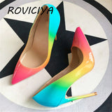 kamames color fashion high heeled lady pumps shallow pointed toe woman party shoes women pumps wedding shoes QP030 ROVICIYA