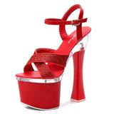 kamames New Female Steel Pipe Dance Shoes Sandals Women Glitter Fashion Sexy High Heels 17.5CM Platform Party Wedding Summer Women Shoes