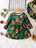 Popular Christmas Printed Cute Dress For Baby Girls In Europe And America