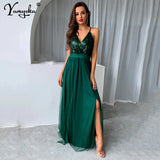 kamames slip Sequin corset maxi summer dress women backless mesh long bodycon red Christmas party dress bridesmaid evening dresses