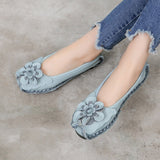 GKTINOO 2021 Soft Genuine Leather Flat Shoes Women Flats with Flowers Ladies Shoes Women Designers Loafers Slip On