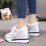 kamames Summer New Lace Breathable Sneakers Women Shoes Comfortable Casual Woman Platform Wedge Shoes
