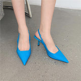 kamames 2024 New Pointed And Stiletto Single Shoes, Empty Baotou Sandals, High-Heeled Shoes, Green Women's Shoes.