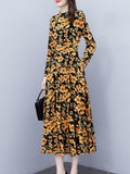 kamames for Women 2022 Spring Autumn New Floral Dress Stand Collar Long Sleeve Fashionable Women's Dress Evening Dresses Robe