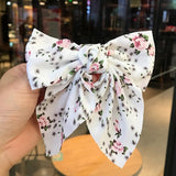 Polka Dot Floral Print Hair Clips Girls Daisy Bow Hairpin Pastoral Retro Style Barrettes Big Bowknot Hairpin Hair Accessories