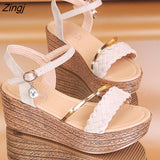 kamames Heels Women Summer Shoes Wedges Bohemian Women Sandals Flat Platforms Diamond Beach Sandles Open Toe Women Shoes