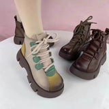 kamames Up Elegant Woman Boots Flat Heel Round Toe Shoes Winter Footwear Boots-Women Ankle Genuine 2022 High Heel Rock Ladies Autum
