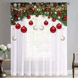 1pc Vibrant Red Balloon Christmas Printed Rod Pocket Curtain - Window Sheer Curtain for Living Room, Study, Bedroom, Office - Festive Home Decoration, Easy Care, Light Blocking, Thermal Insulation