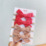 4Pcs/Set Soft Nylon Baby Girl Headband Bowknot Newborn Headbands Elastic Hair Bands Infant Turban Headwear Kids Hair Accessories