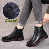 kamames kamames Shoes Cotton Shoes Leather Women's Shoes Winter Ankle Boots Middle-Aged Warm And Velvet Anti-Slip Comfortable Elderly Leather Shoes