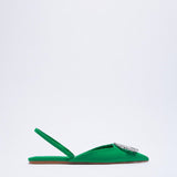 kamames ZAR 2022 Summer New Green Single Shoes Women Fashion Pointed Toe Flat Rhinestone Muller Sandals And Slippers Woman Shoes Luxury