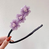 New Women Elegant Bud Chiffon Flowers Bun Maruko Hairstyles Making Long Tools Sweet Headband Hairbands Fashion Hair Accessories