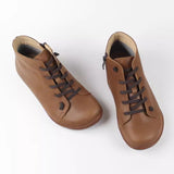 kamames kamames Layer Cowhide Leather Vintage Women's Boots Soft Leather Soft Bottom Large Size Handmade Leather Flat Short Boots Female Lazy Single Shoes